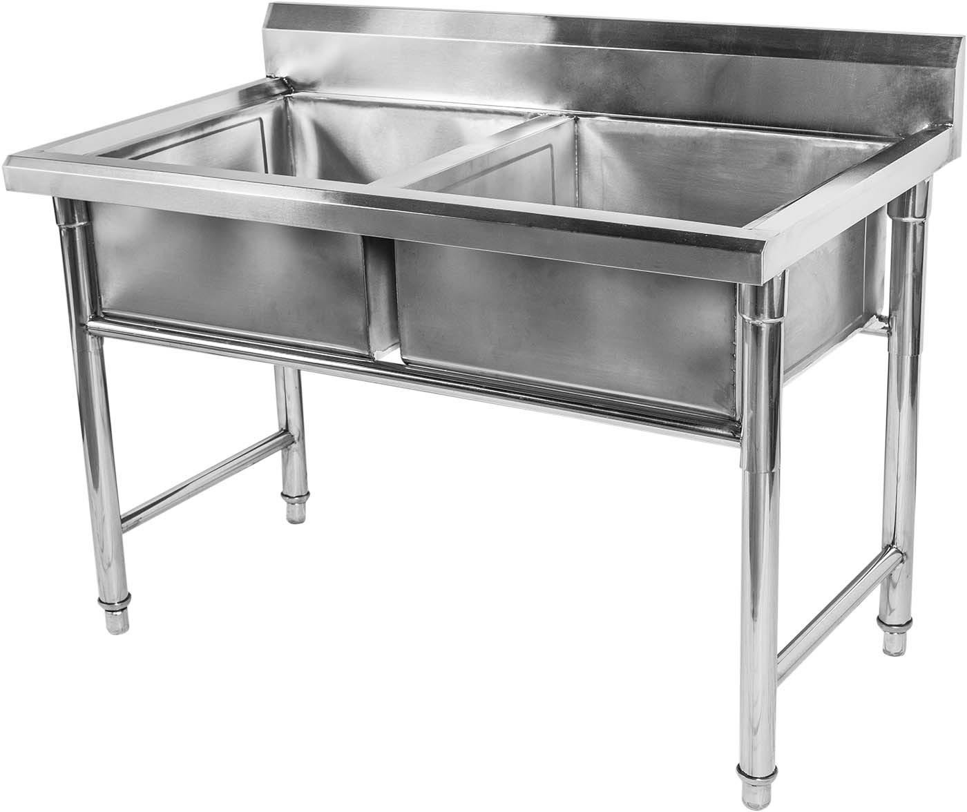 Mesa em Aço Inoxidável com Pia / Lavatório (2 Cubas 40cm) - 1m - CB-240