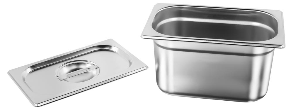 Cuba Gastronômica Aço Inox com Tampa GN 1/4 × 150mm (265x162mm) - 814-6/814-L