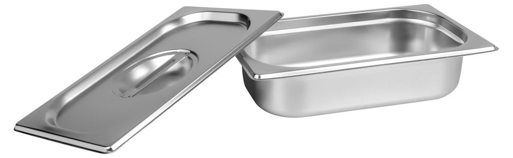 Aberta - Cuba Gastronômica Aço Inox com Tampa GN 1/4 × 65mm (265x162mm) - 814-2/814-L