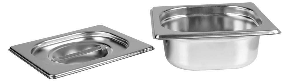 Aberta - Cuba Gastronômica Aço Inox com Tampa GN 1/6 × 65mm (176x162mm) - 816-2/816-L