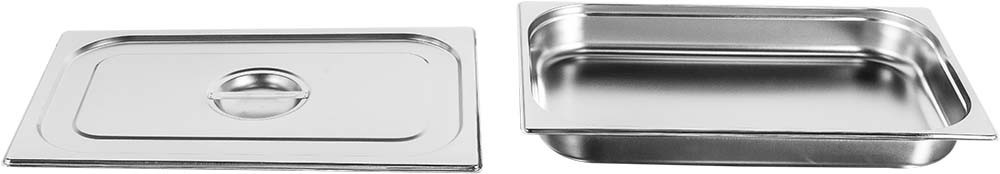 Produto desmontado - Cuba Gastronômica em Inox com Tampa GN 1/1 × 65mm (530x325mm) - 811-2 / 811L