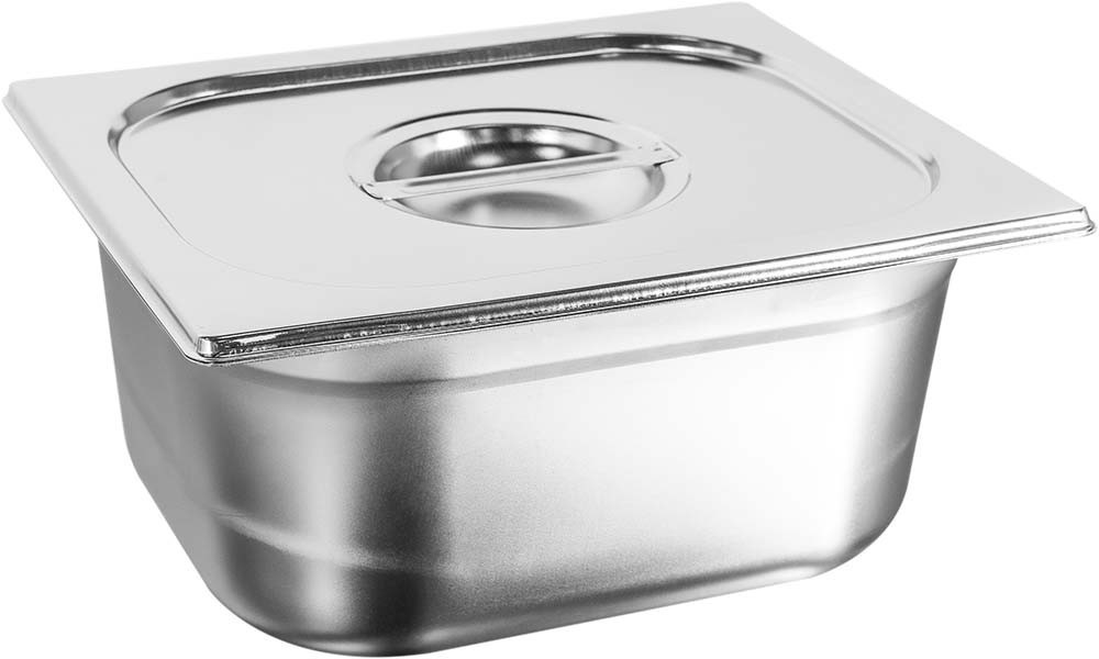 Tampa fechada - Cuba Gastronômica em Inox com Tampa GN 1/2 × 150mm (325x265mm) - 812-6/812L