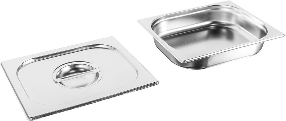 Produto desmontado - Cuba Gastronômica em Inox com Tampa GN 1/2 × 65mm (325x265mm) - 812-2/812L