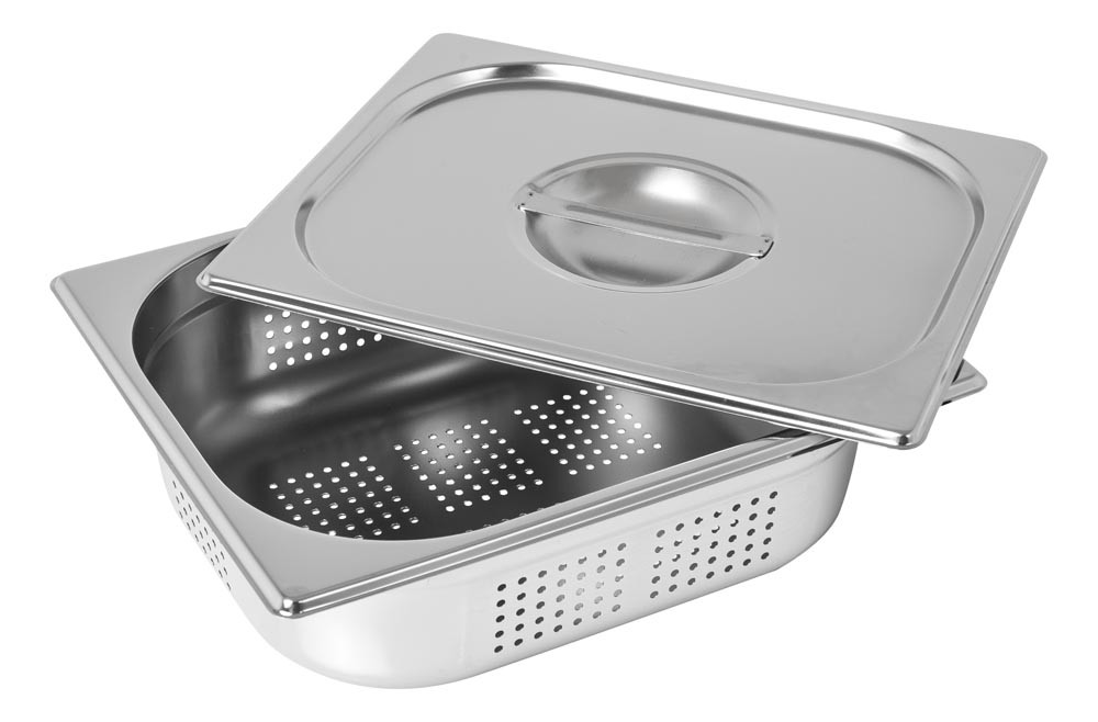 Cuba Perfurada Inox com Tampa GN 1/2×100mm