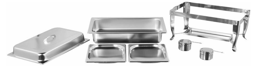 Produto Desmontado - Rechaud Banho Maria Aço Inox com 2 Cubas (GN 1/2×20mm) - 3 Lts (Versão TOP) - JQ533-2P