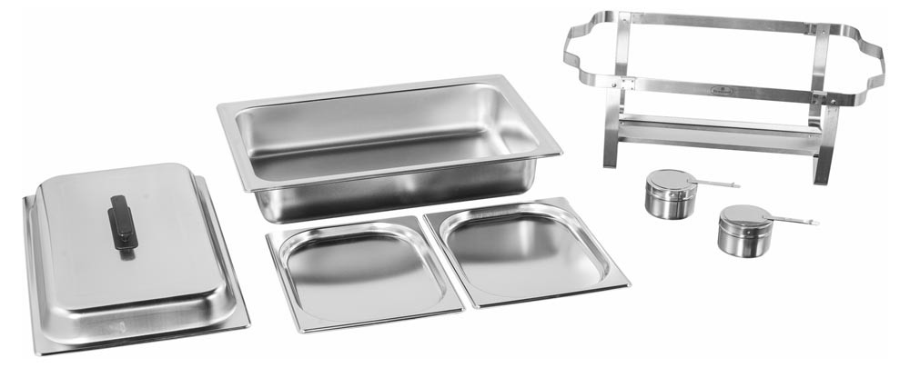 Produto desmontado - Rechaud Banho Maria Aço Inox com 2 Cubas (GN 1/2×20mm) - 3 Lts - F433-2P