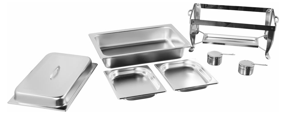 Produto Desmontado - Rechaud Banho Maria Aço Inox com 2 Cubas (GN 1/2×40mm) - 5 Lts (Versão TOP) - JQ533-2M