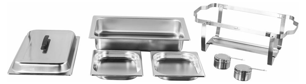 Produto desmontado - Rechaud Banho Maria Aço Inox com 2 Cubas (GN 1/2×40mm) - 5 Lts - F433-2M