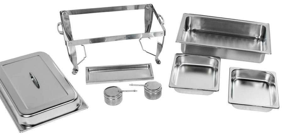 Produto desmontado - Rechaud Banho Maria Aço Inox com 2 Cubas (GN 1/2×65mm) - 9 Lts (Versão TOP) - JQ533-02