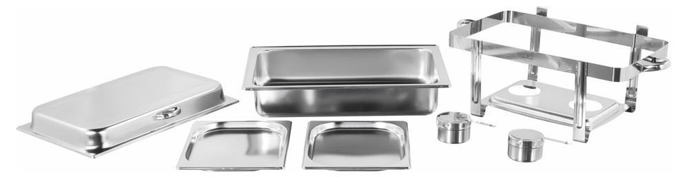 Produto Desmontado - Rechaud Banho Maria Aço Inox com Dobradiças e 2 Cubas (GN 1/2×20mm) - 3 Lts - JQ833-2P Produto Desmontado - Rechaud Banho Maria Aço Inox com Dobradiças e 2 Cubas (GN 1/2×20mm) - 3 Lts - JQ833-2P