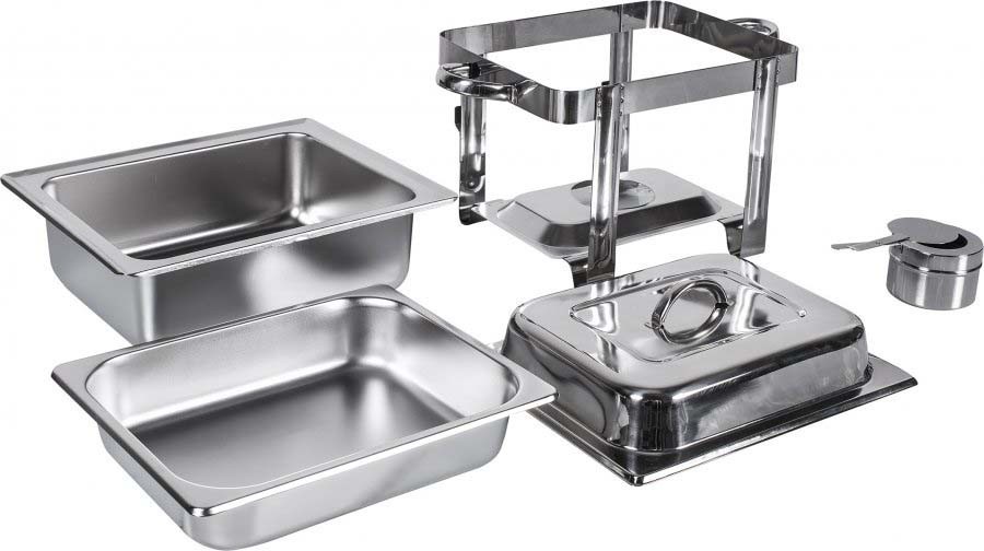 Rechaud de Aço Inox Quadrado 4 litros - Desmontado  