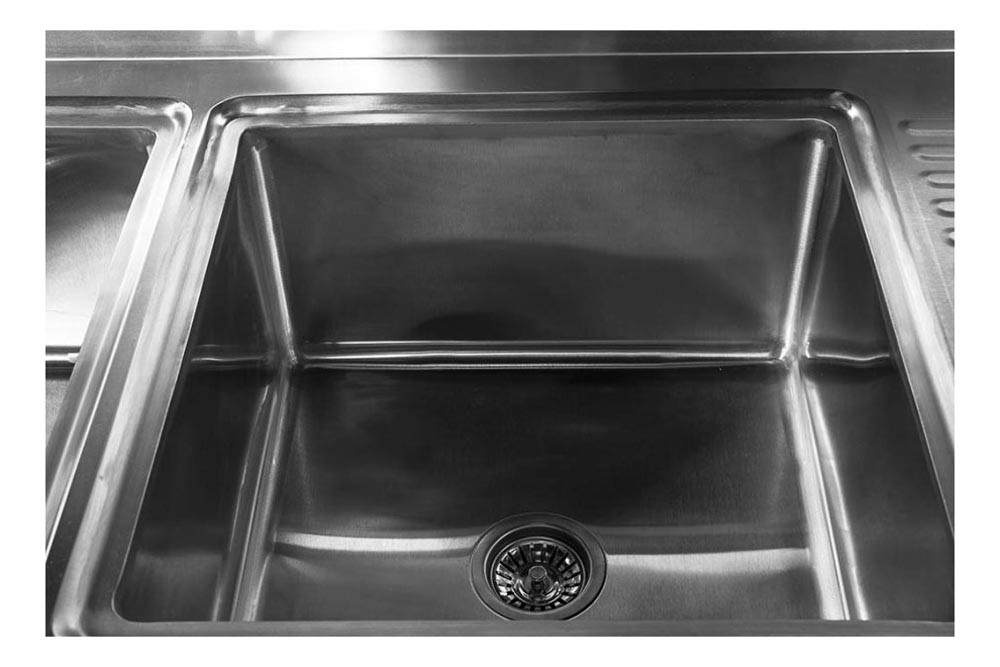 Mesa Bancada Aço Inox Pia / Lavatório (2 Cubas 40cm) - 1,5m  (Lado Esquerdo) Cuba