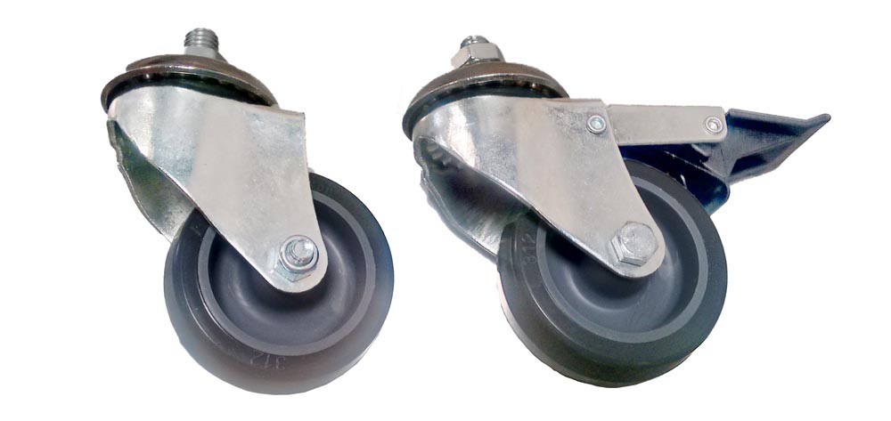 Detalhe: Rodas - Mesa Bancada em Aço Inox com Rodas / Rodízios e Lavatório (Cuba Central 40cm) - 1,5m - CB-140BC