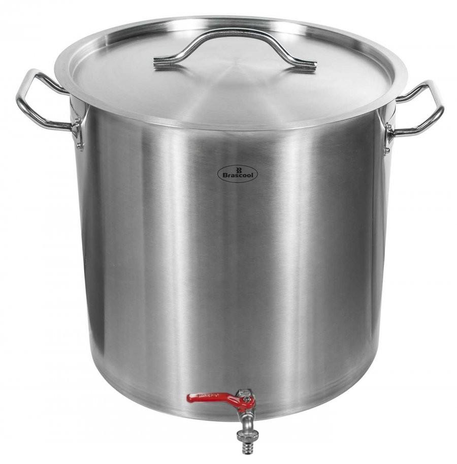 Superior - Panela / Caldeirão Aço Inox para Cerveja Artesanal c/ Torneira - 36 Litros (36x36cm) - GDC-3636T