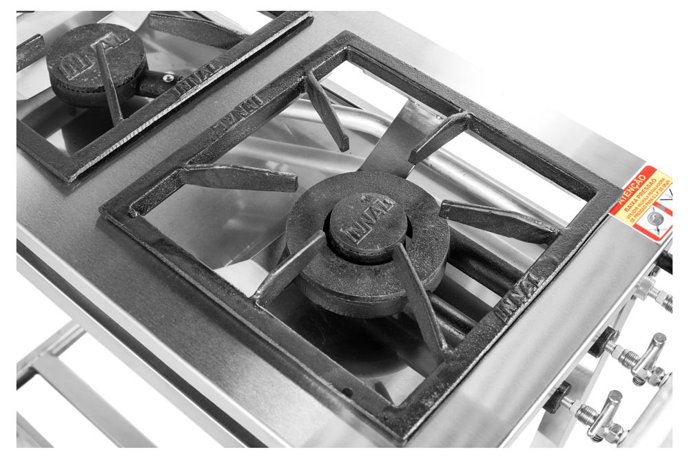 Detalhe Queimador - Fogão Industrial em Aço Inoxidável c/ 2 Bocas 30x30 - Innal