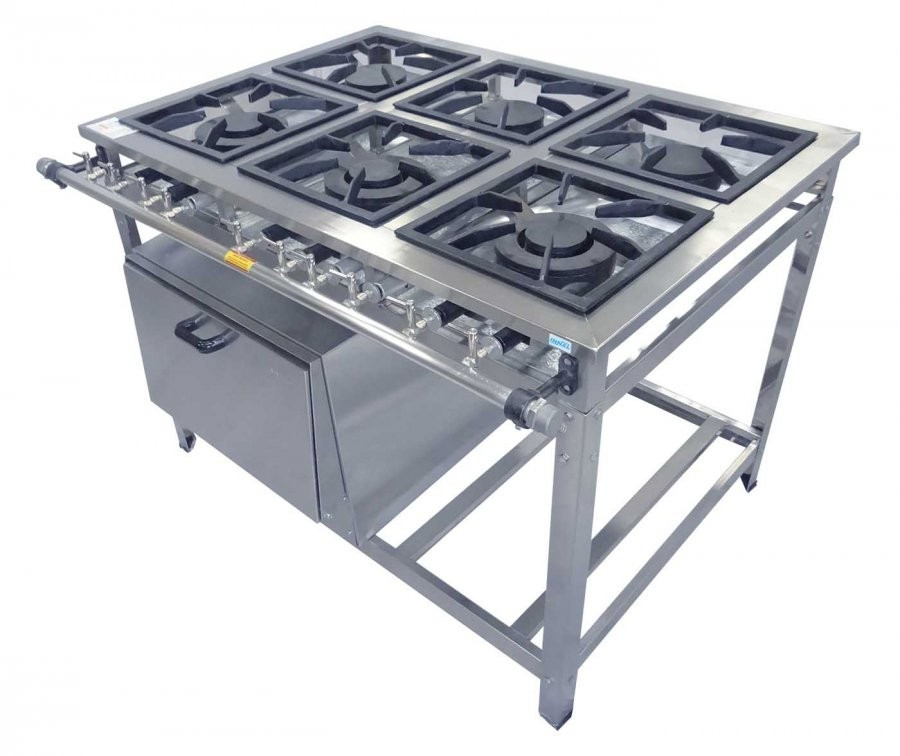 Diagonal - Fogão Industrial em Aço Inoxidável c/ Forno e 6 Bocas 30x30 - Innal Diagonal - Fogão Industrial em Aço Inoxidável c/ Forno e 6 Bocas 30x30 - Innal