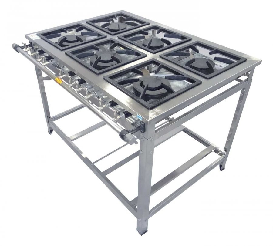 Diagonal - Fogão Industrial em Aço Inoxidável c/ 6 Bocas 30x30 - Innal Diagonal - Fogão Industrial em Aço Inoxidável c/ 6 Bocas 30x30 - Innal
