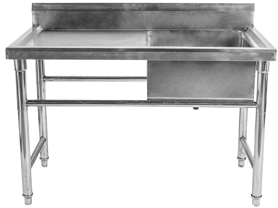 Mesa Bancada em Aço Inoxidável com Pia / Lavatório (Cuba 50cm) - 1,1m - CB-150B