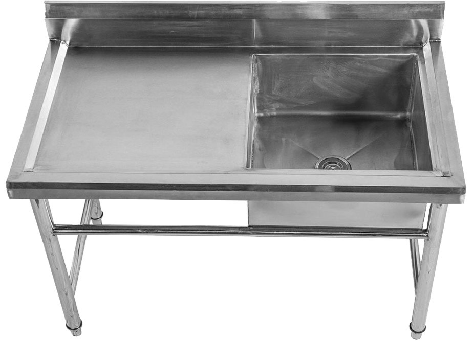 Detalhe Interno - Mesa Bancada em Aço Inoxidável com Pia / Lavatório (Cuba 50cm) - 1,1m - CB-150B