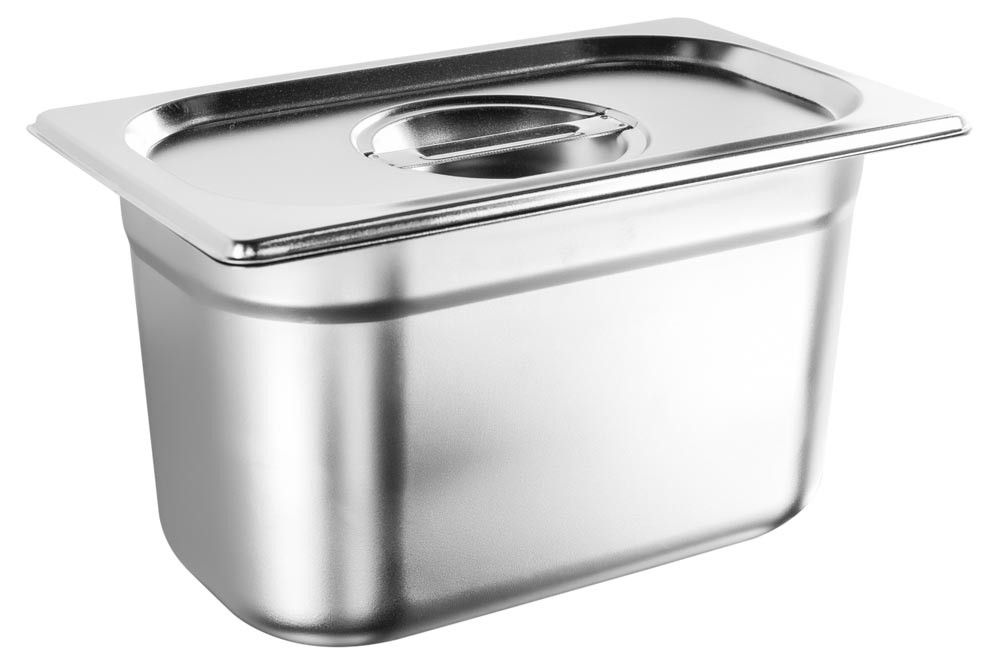 Fechada - Cuba Gastronômica Aço Inox com Tampa GN 1/4 × 150mm (265x162mm) - 814-6/814-L