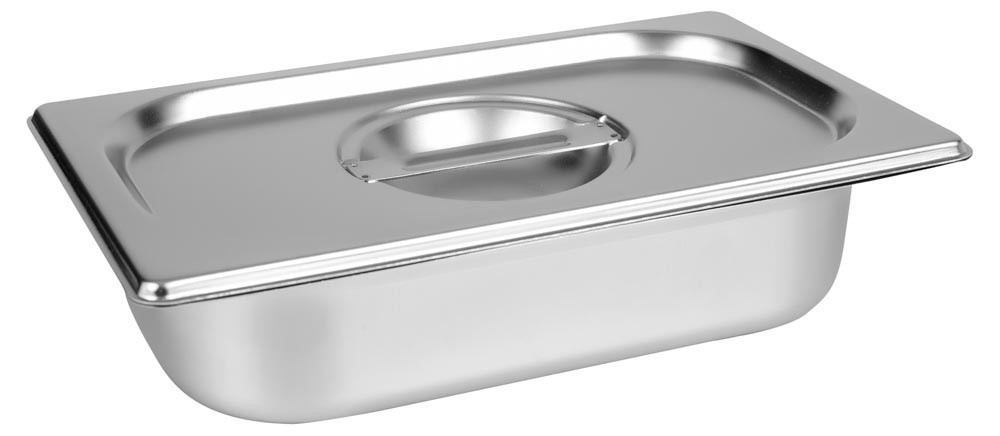 Cuba Gastronômica Aço Inox com Tampa GN 1/4 × 65mm (265x162mm) - 814-2/814-L