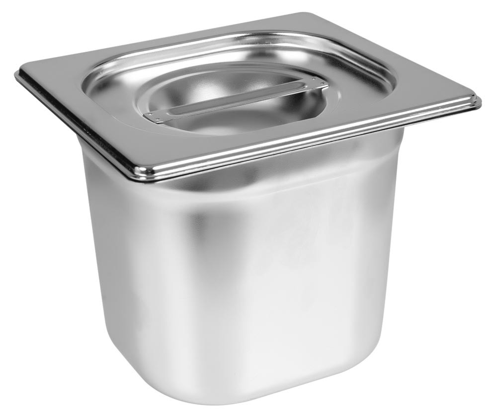 Fechada - Cuba Gastronômica Aço Inox com Tampa GN 1/6 × 150mm (176x162mm) - 816-6/816-L