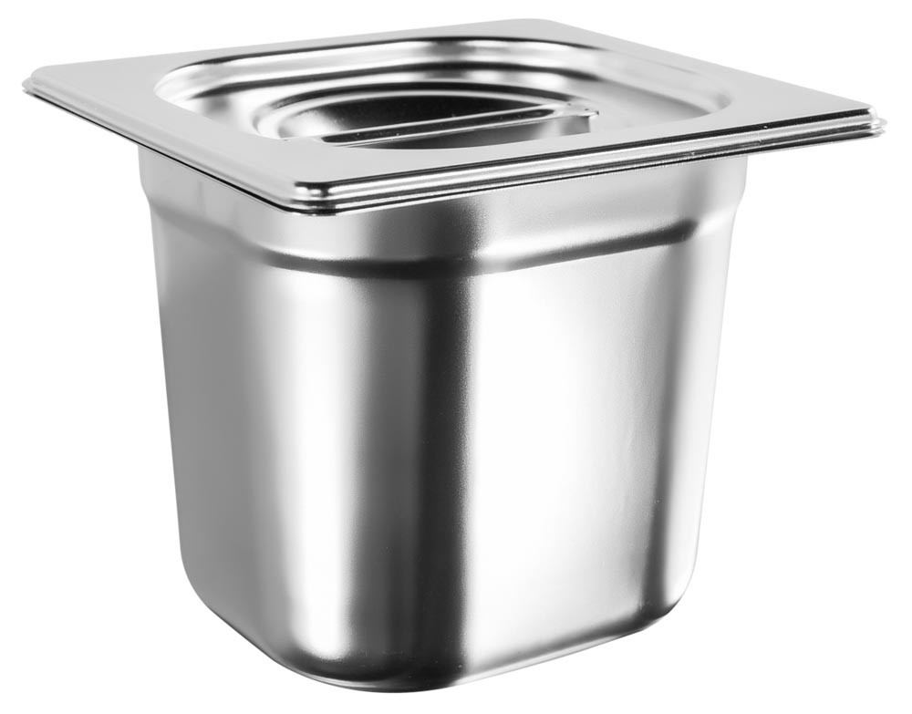 Cuba Gastronômica Aço Inox com Tampa GN 1/6 × 150mm (176x162mm) - 816-6/816-L