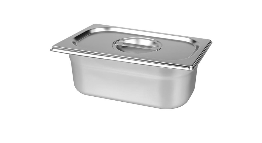 Cuba Gastronômica Aço Inox com Tampa GN 1/9×65mm (176x108mm)