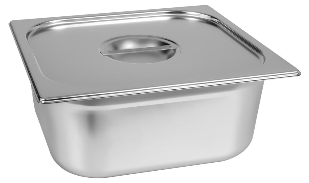 Fechada - Cuba Gastronômica Aço Inox com Tampa GN 2/3 × 150mm (353x325mm) - 823-6/823-L