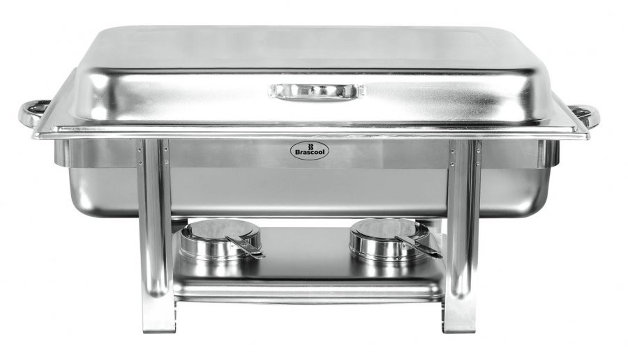Tampa fechada - Rechaud Banho Maria Aço Inox com Dobradiças e 3 Cubas (GN 1/3x65mm) - 9 Lts - JQ833-3