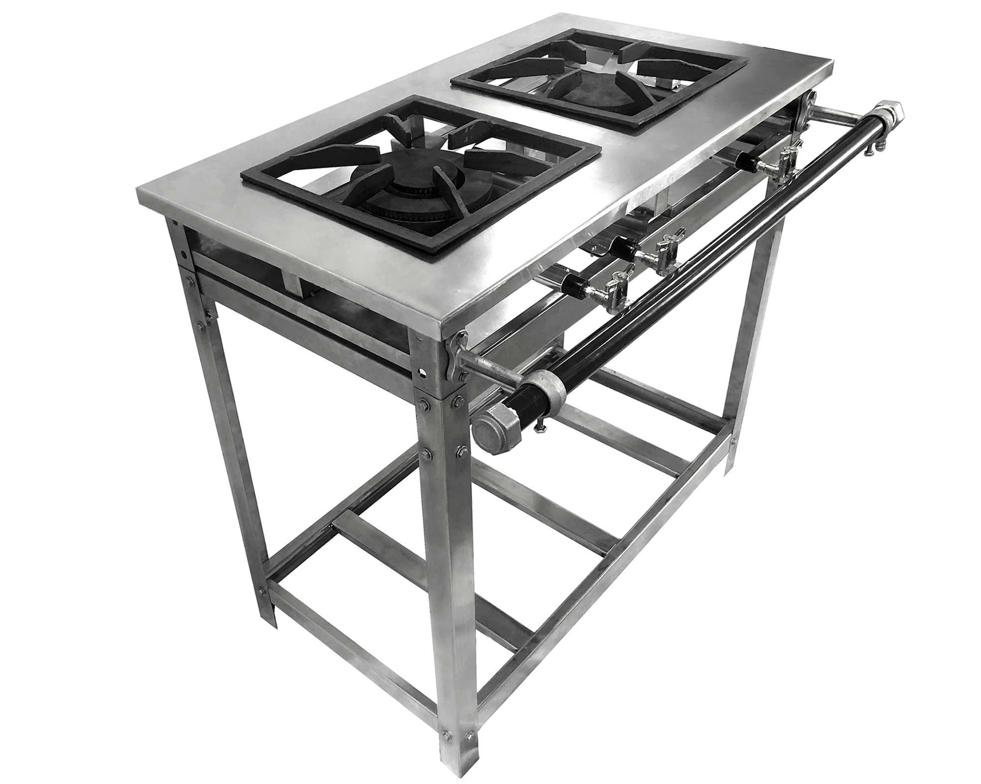 Fogão Industrial Aço Inox Baixa Pressão 2 Bocas - Standard (1 Duplo E 1 Simples) 30x30 - Brascool