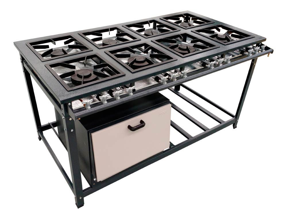 Fogão Industrial Baixa Pressão com Forno e 8 Bocas (4 Duplas e 4 Simples) - Innal (FSP8B4D/FI70) Fogão Industrial Baixa Pressão com Forno e 8 Bocas (4 Duplas e 4 Simples) - Innal (FSP8B4D/FI70)