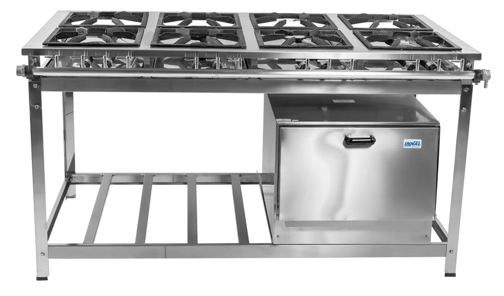 Fogão Industrial em Aço Inoxidável c/ Forno e 8 Bocas 30x30 - Innal Fogão Industrial em Aço Inoxidável c/ Forno e 8 Bocas 30x30 - Innal