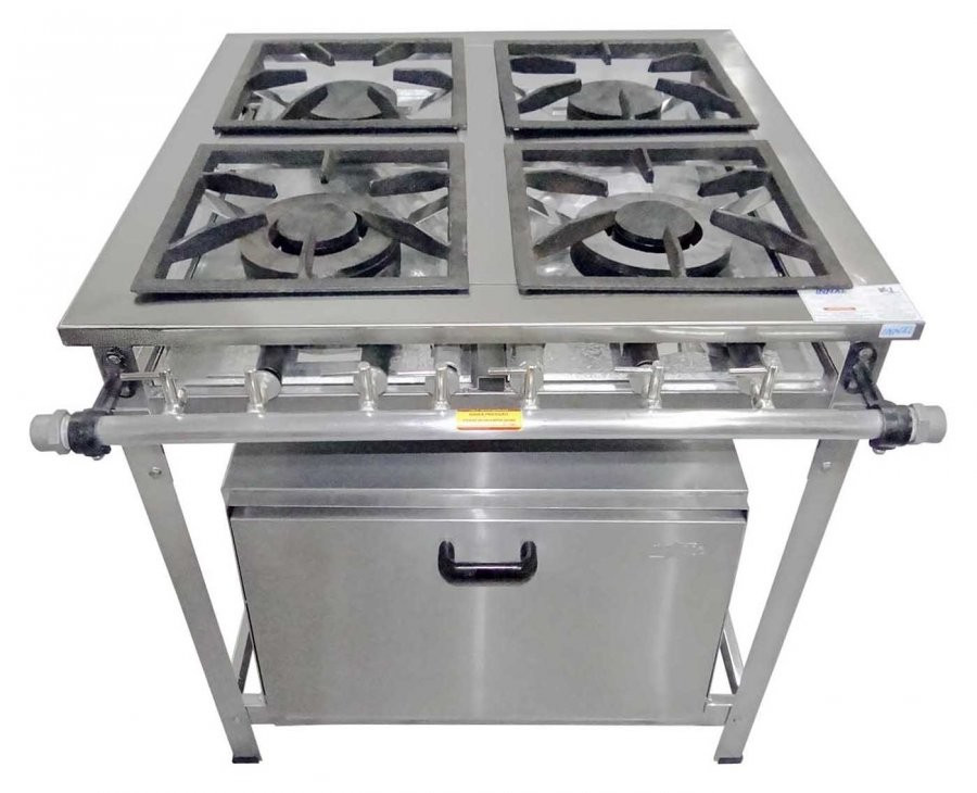 Fogão Industrial em Aço Inoxidável c/ Forno e 4 Bocas 30x30 - Innal Fogão Industrial em Aço Inoxidável c/ Forno e 4 Bocas 30x30 - Innal