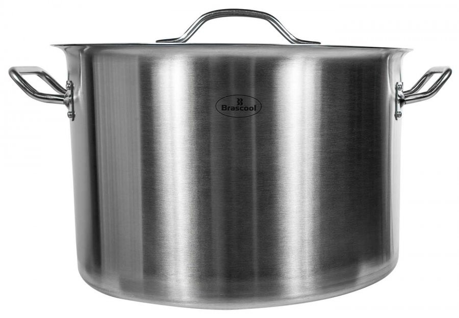 Panela / Caldeirão de Aço Inoxidável com Tampa - 24 Litros (36x24cm) - GDC-3624