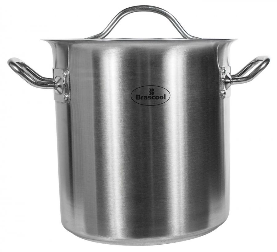 Frontal - Panela / Caldeirão de Aço Inoxidável com Tampa - 7,5 Litros (20x20cm) - GDC-2020