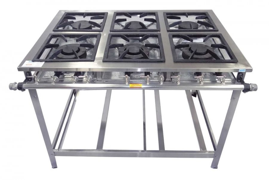 Fogão Industrial em Aço Inoxidável c/ 6 Bocas 30x30 - Innal Fogão Industrial em Aço Inoxidável c/ 6 Bocas 30x30 - Innal