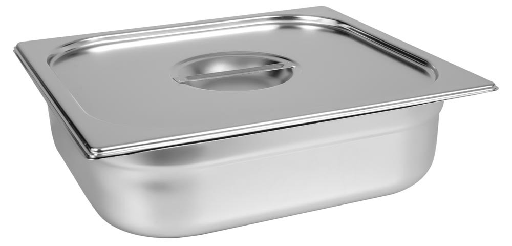 Cuba Gastronômica Aço Inox com Tampa GN 2/3 × 100mm (353x325mm) - 823-4/823-L