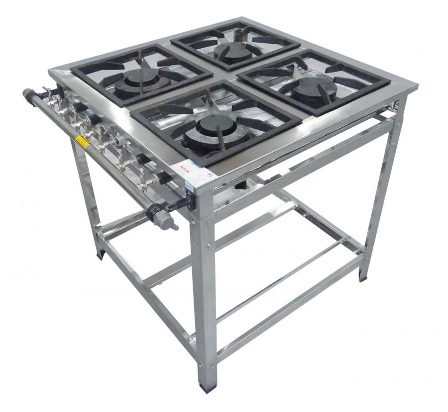 Lateral - Fogão Industrial em Aço Inoxidável c/ 4 Bocas 30x30 - Innal 