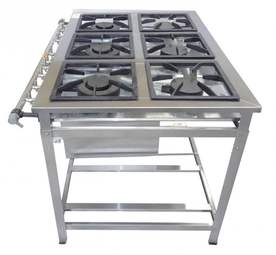 Lateral - Fogão Industrial em Aço Inoxidável c/ Forno e 6 Bocas 30x30 - Innal Lateral - Fogão Industrial em Aço Inoxidável c/ Forno e 6 Bocas 30x30 - Innal