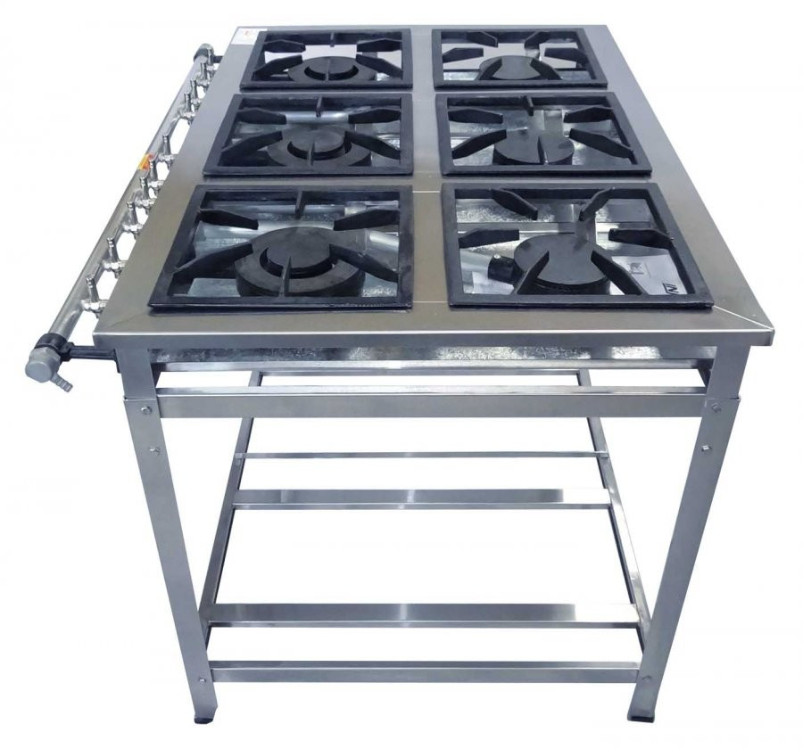 Detalhe lateral - Fogão Industrial em Aço Inoxidável c/ 6 Bocas 30x30 - Innal Detalhe lateral - Fogão Industrial em Aço Inoxidável c/ 6 Bocas 30x30 - Innal