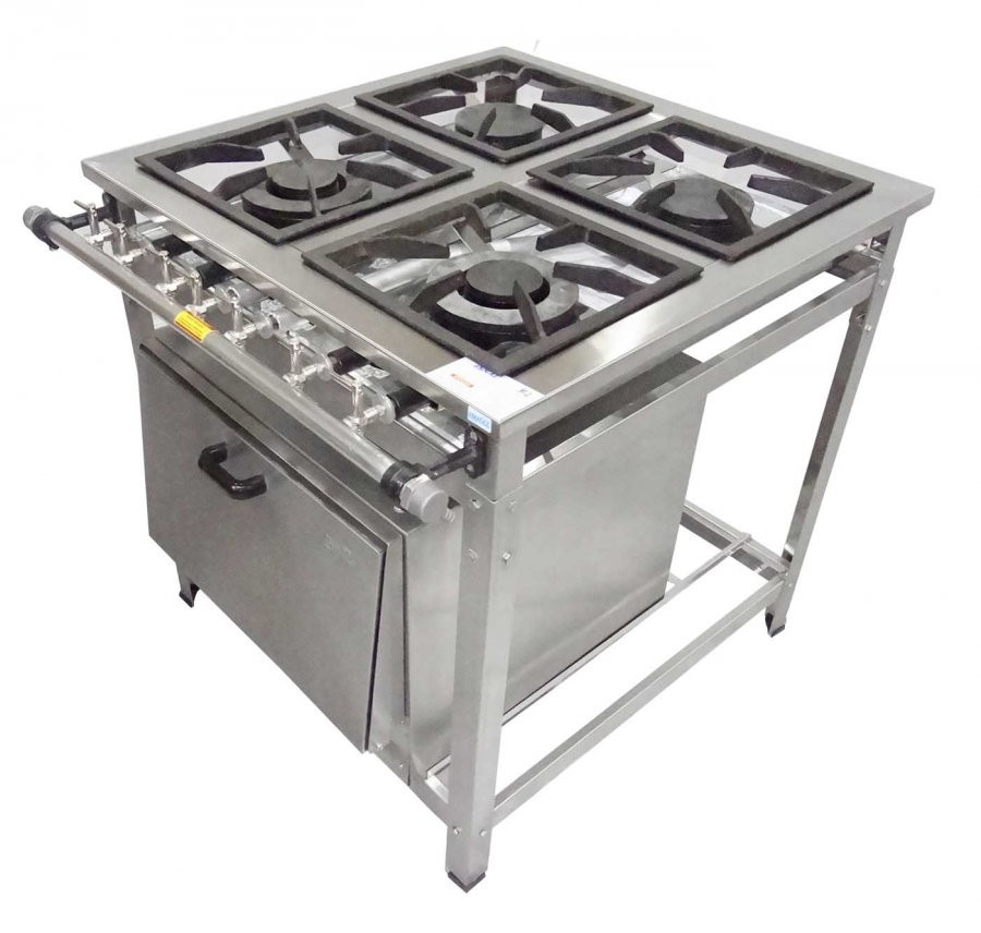 Tampa fechada - Fogão Industrial em Aço Inoxidável c/ Forno e 4 Bocas 30x30 - Innal Tampa fechada - Fogão Industrial em Aço Inoxidável c/ Forno e 4 Bocas 30x30 - Innal