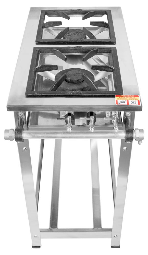 Lateral do Fogão Industrial em Aço Inoxidável c/ 2 Bocas 30x30 - Innal