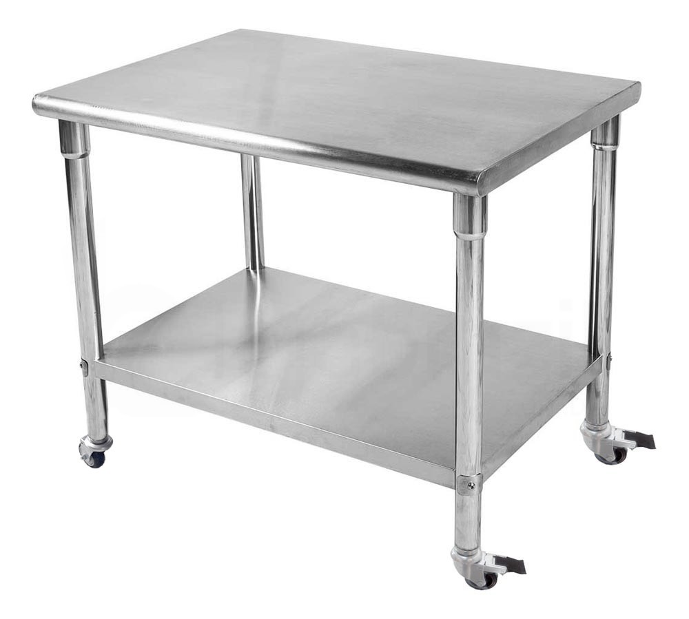 Mesa aço inox 0,8m com rodas
