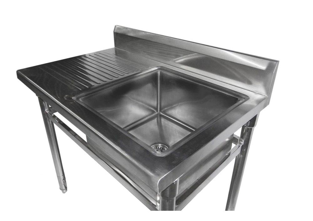 Mesa Bancada Aço Inox Pia / Lavatório - 1,2m  (Lado Direito)  Detalhe