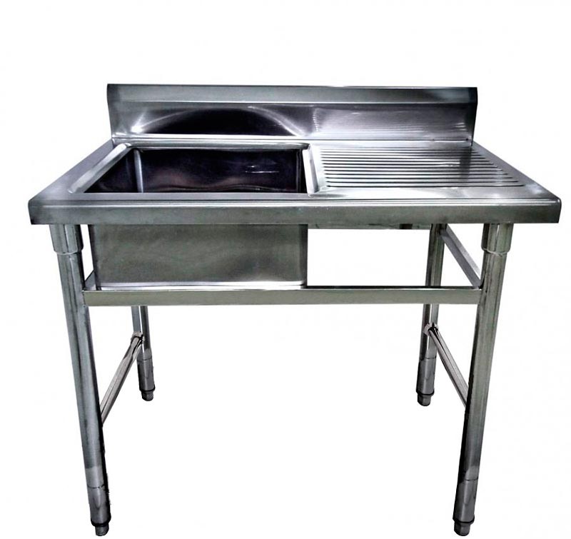 Mesa Bancada Aço Inoxidável com Pia / Lavatório (Cuba 50cm) - 1,1m - CB-150BE-N (Esquerdo)