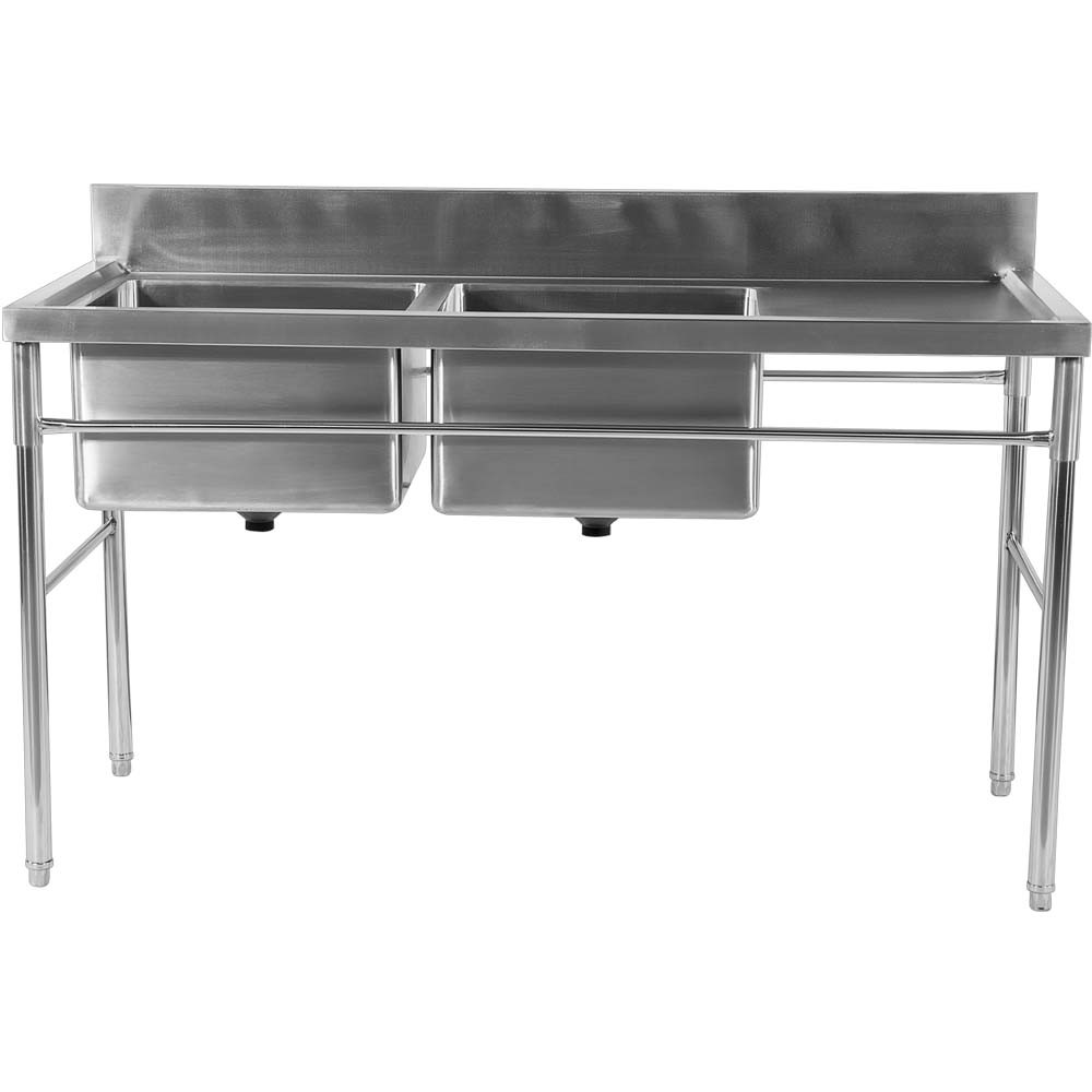 Mesa Aço Inox 2 Cubas (Esquerdo) de 160x70cm frontal