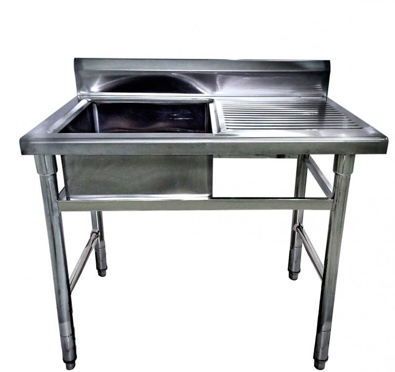 Mesa Bancada Aço Inoxidável com Pia / Lavatório (Cuba 50cm) - 1,1m - CB-150BE