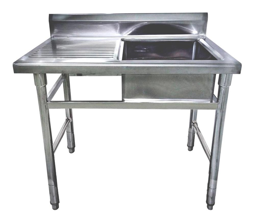 Mesa Bancada Aço Inox Pia / Lavatório - 1,2m  (Lado Direito)