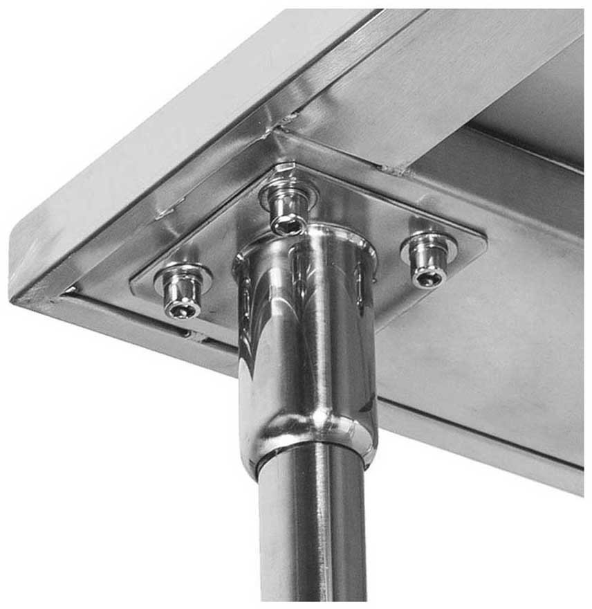 Encaixe - Mesa / Bancada de Apoio Aço Inoxidável com Rodas / Rodizios e Espelho - 0,8m (80x70x80cm) - BR-080B